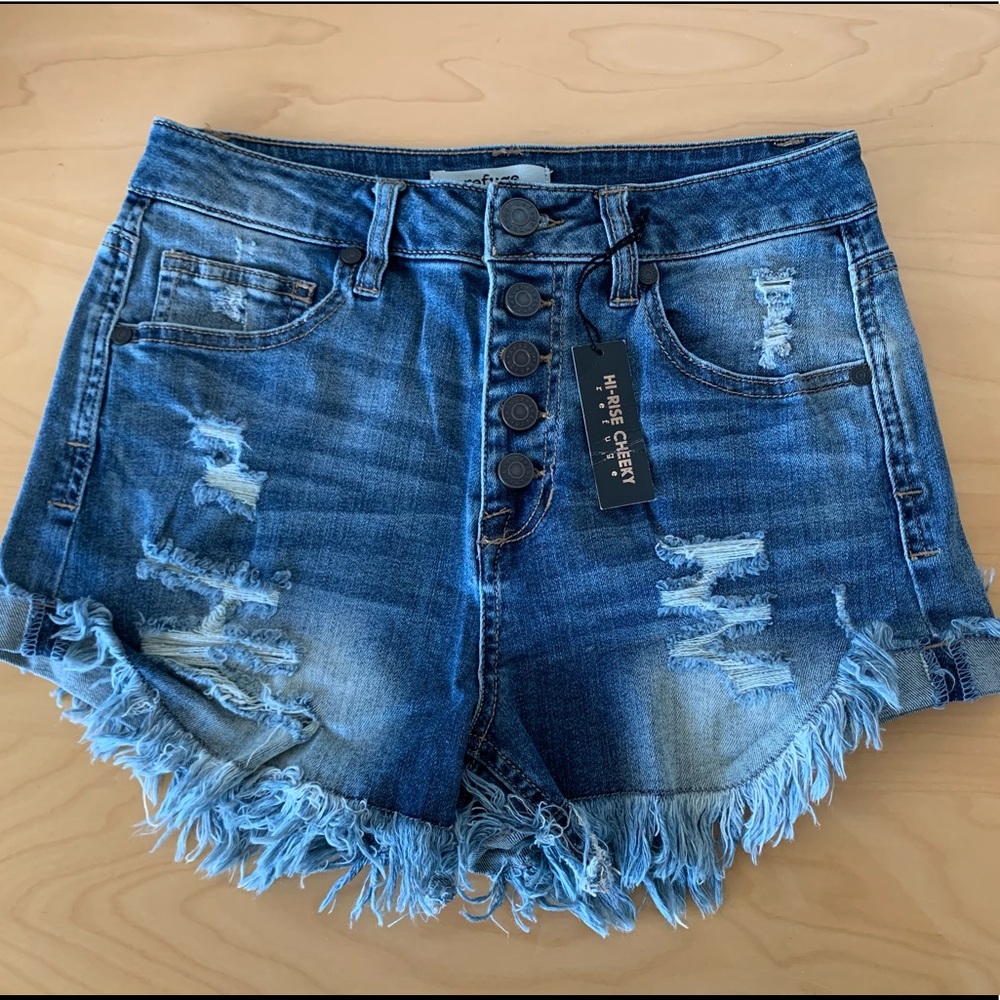Stretchy High-Rise Jean Shorts
